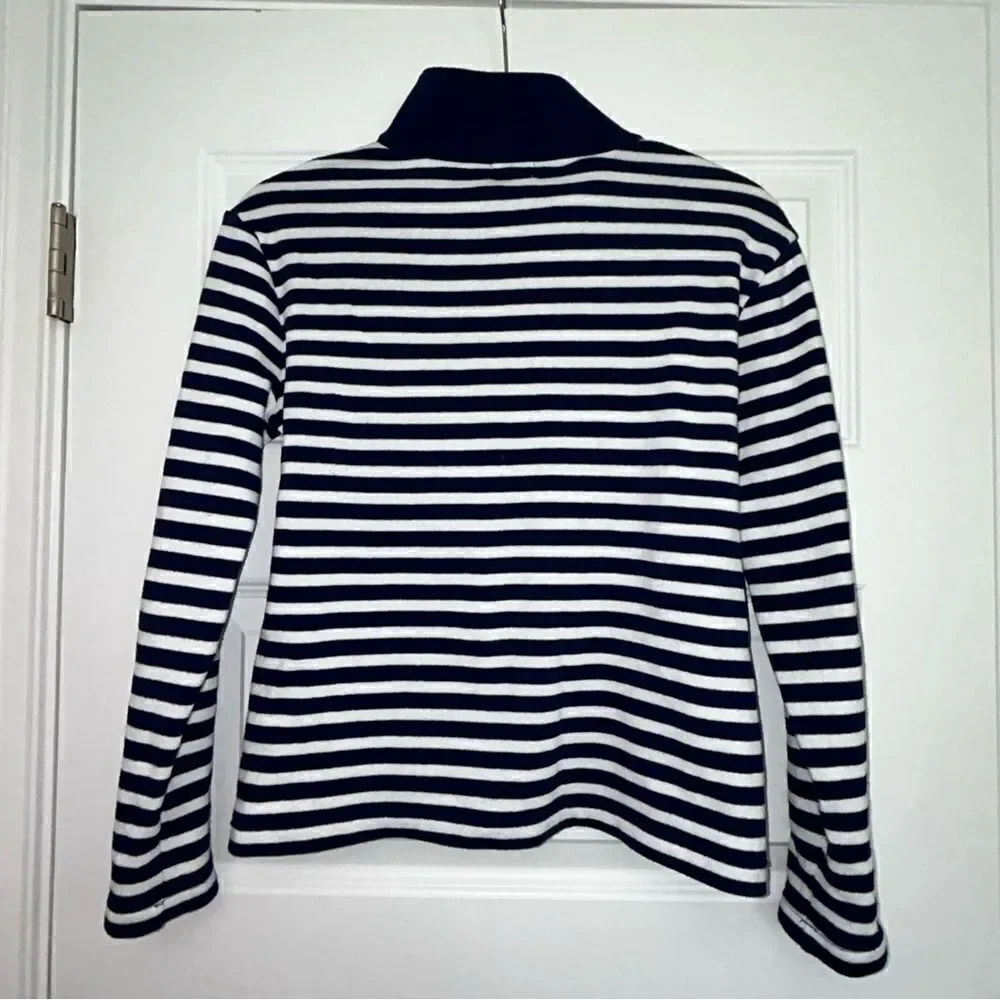 J.Crew Stripe Print 1/4 Zipper Down Pullover Knit Fleece Top